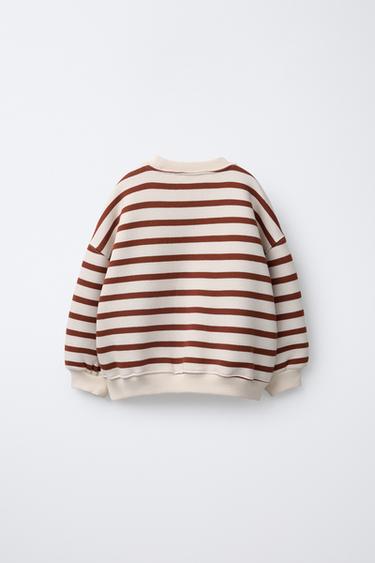 STRIPED REINDEER EMBROIDERY SWEATSHIRT - Ecru by Zara - Image 1