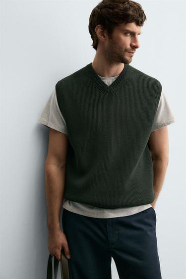 PURL KNIT VEST - Dark green by Zara - Image 4