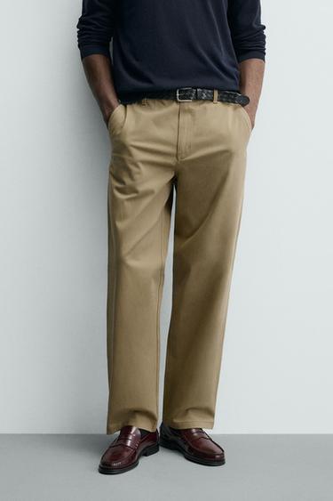 STRAIGHT-LEG CHINO TROUSERS - Sand by Zara