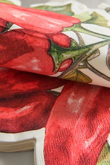 LOT DE 20 SERVIETTES DE TABLE EN PAPIER PIMENTS - Rouge de Zara - Image 2