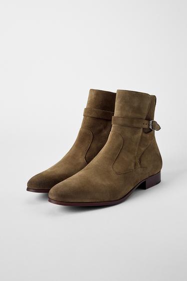 LEATHER BUCKLE BOOTS BOBBY GILLESPIE X ZARA - Brown by Zara