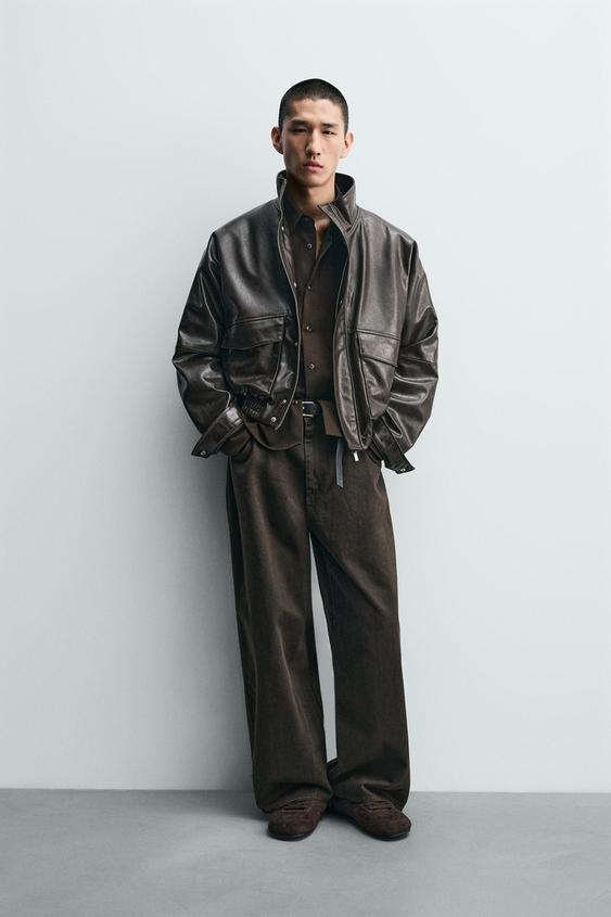 CROPPED FAUX LEATHER JACKET