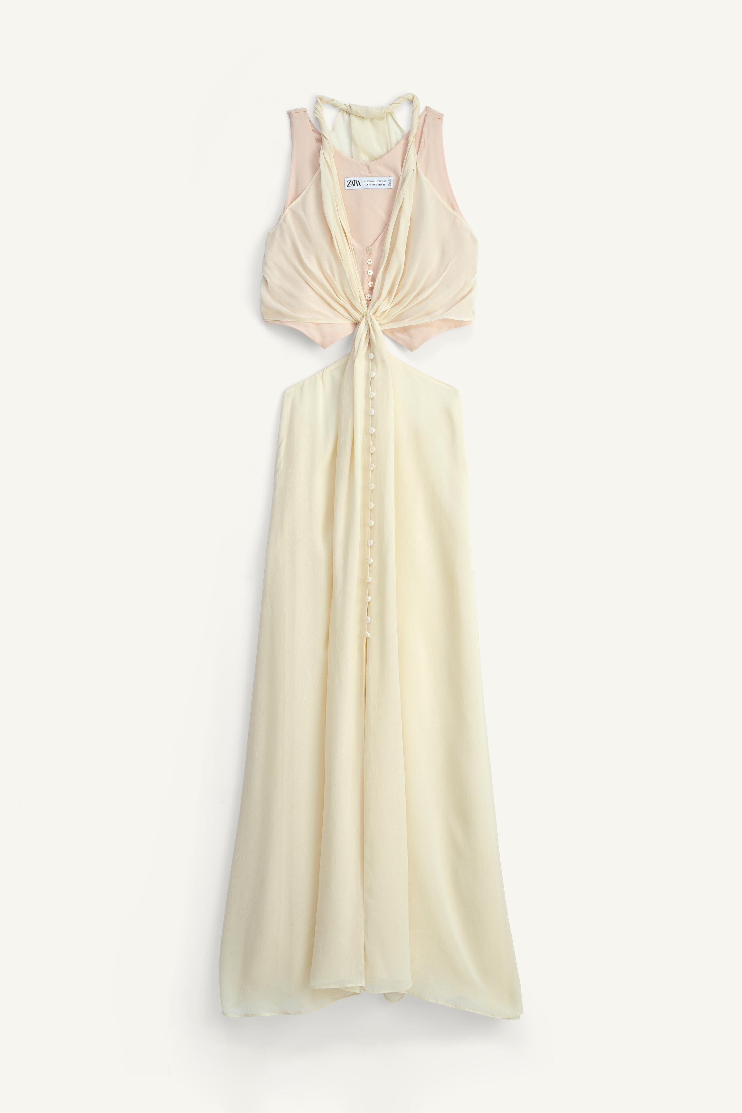 【ZARA】コントラスト ワンピース - LIMITED EDITION コントラスト ワンピース - LIMITED EDITION - バター | ZARA