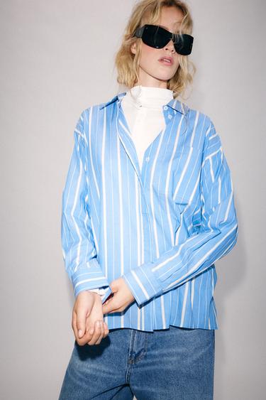 CAMISA RAYAS ZW COLLECTION - Azul / Blanco de Zara
