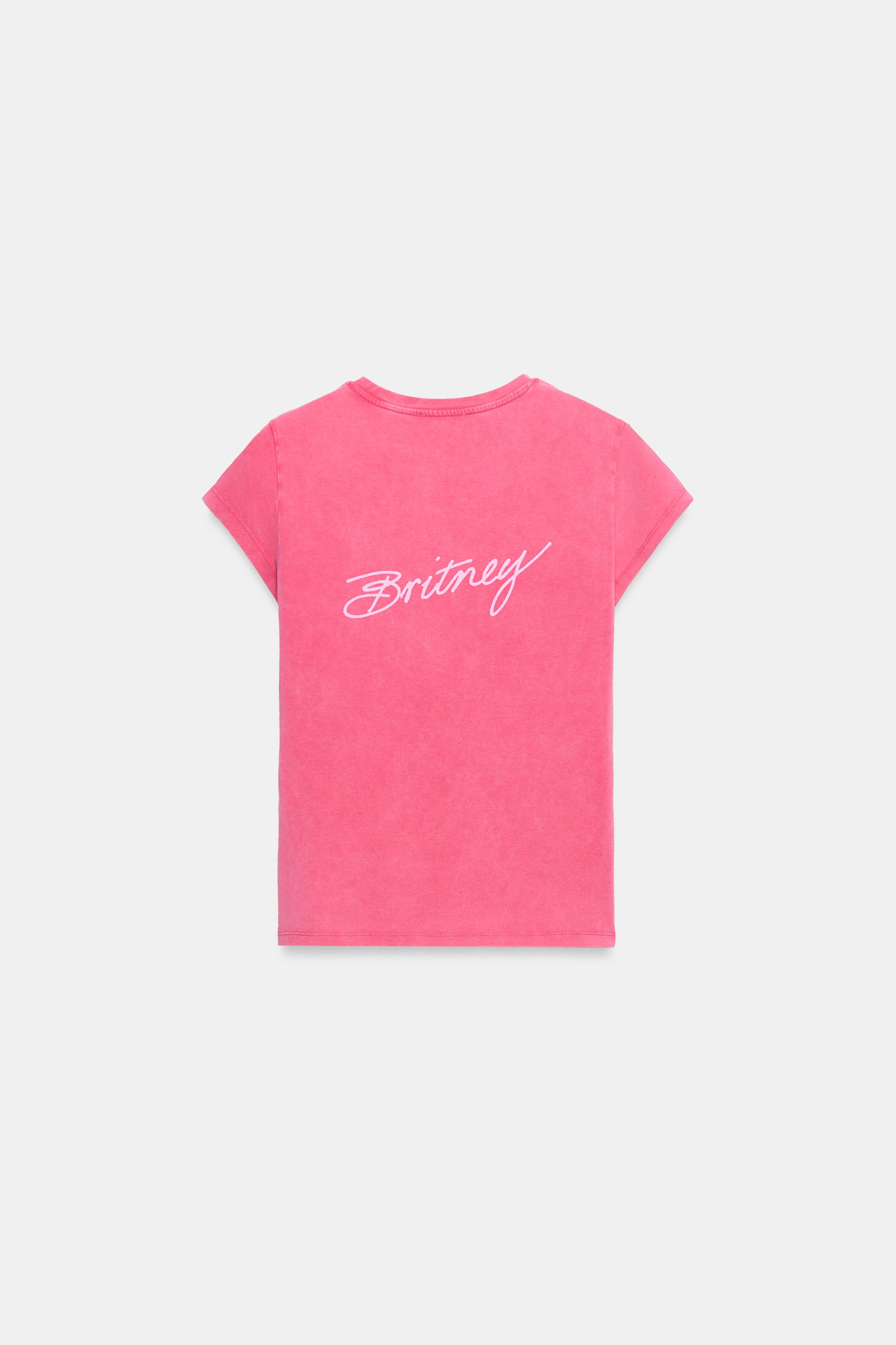 Zara BRITNEY SPEARS © YIKAMA EFFECT CROP T-SHIRT görsel 5
