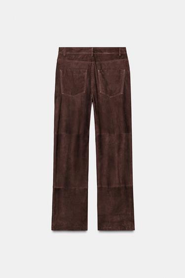 ZW COLLECTION LIMITED EDITION 100% SUEDE TROUSERS - Brown by Zara - Image 2