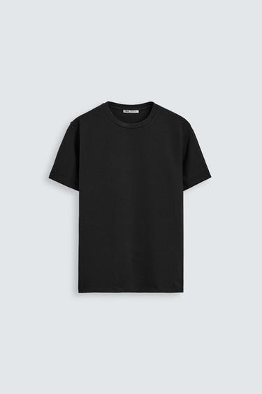 Zara BASIC SLIM FIT T-SHIRT - Black