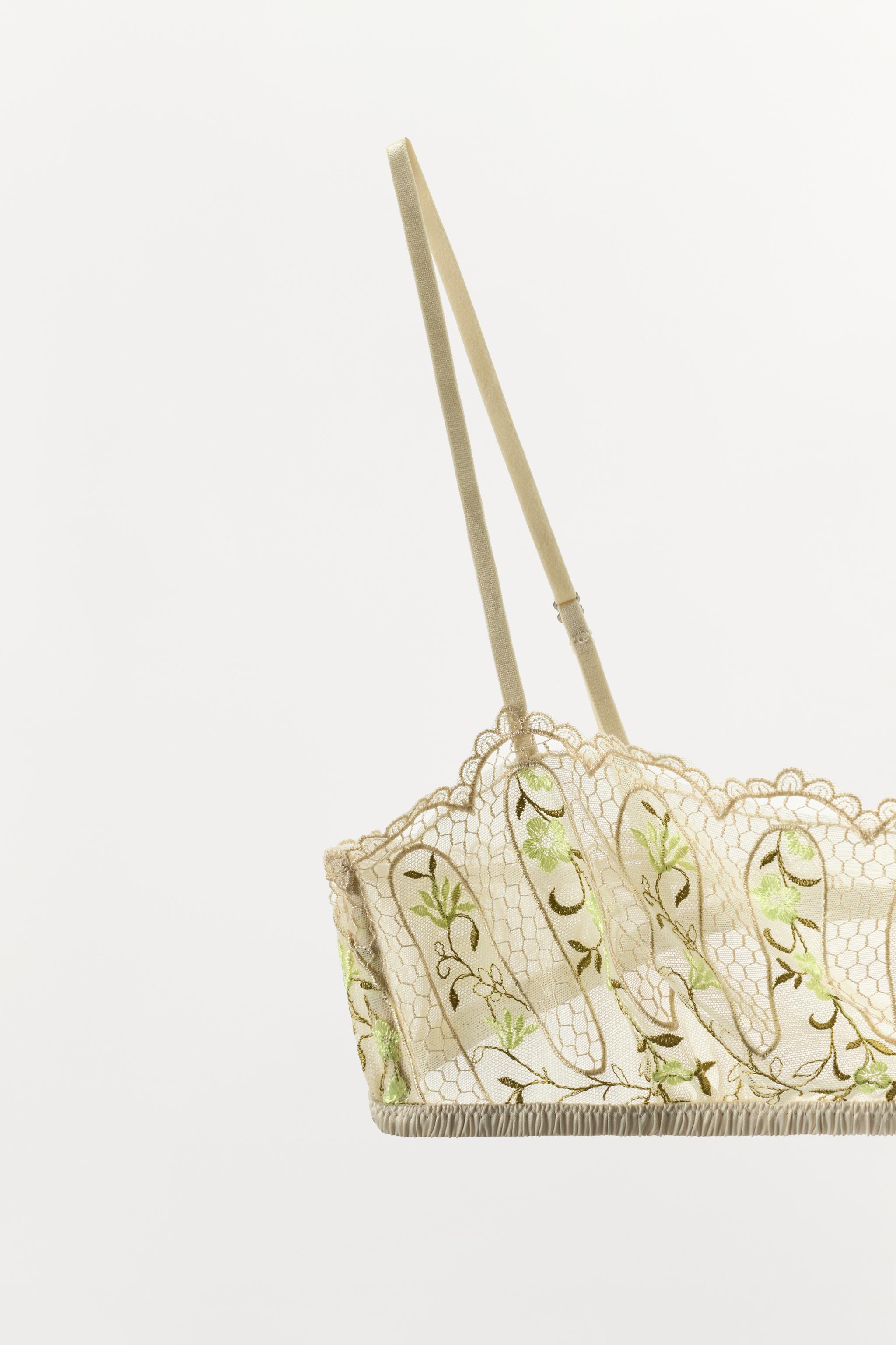 SOUTIEN-GORGE BANDEAU EN DENTELLE À FLEURS BRODÉES