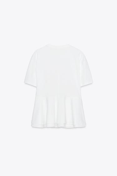 PEPLUM T-SHIRT - White by Zara - Image 5