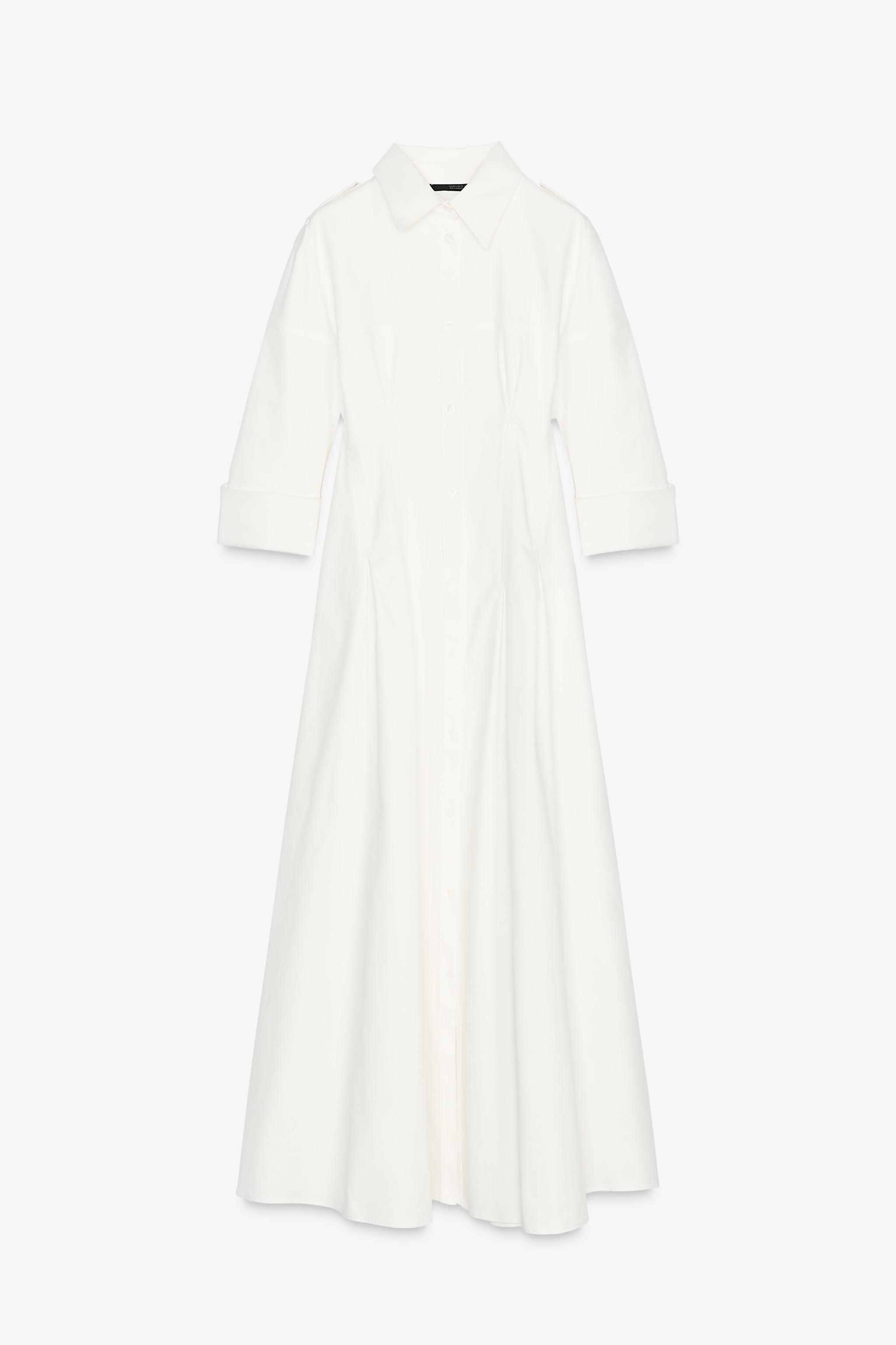 ミディ丈シャツワンピース - ホワイト | ZARA Japan / 日本