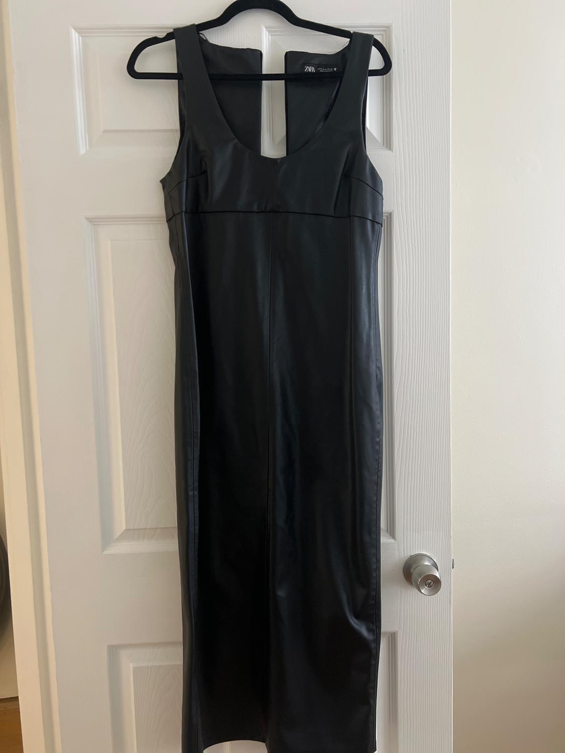FAUX LEATHER MIDI DRESS