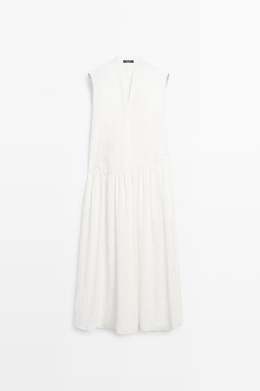 Zara Matching dress with pleated skirt - Oyster-white - Image 0