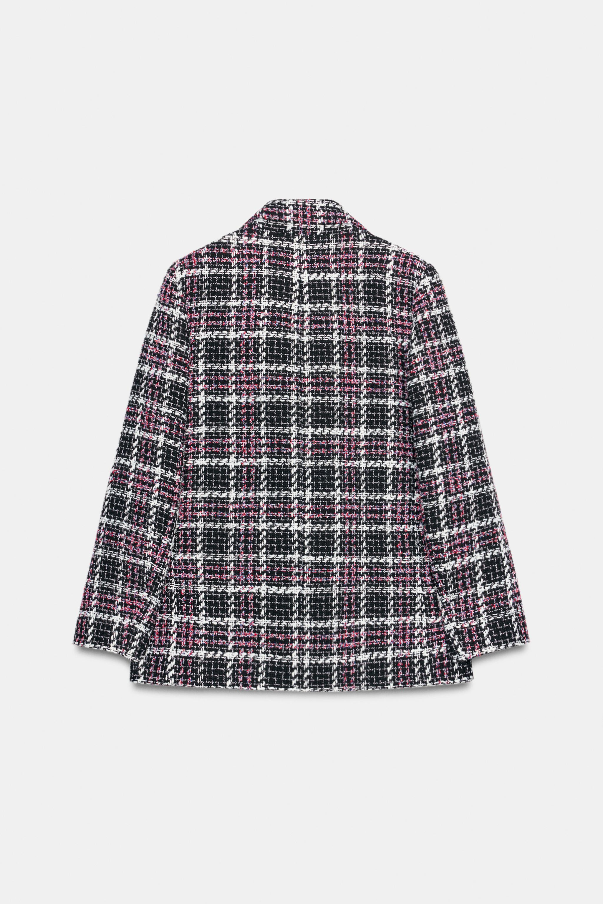 チェック柄テクスチャー素材ブレザー - ブラック/ホワイト | ZARA