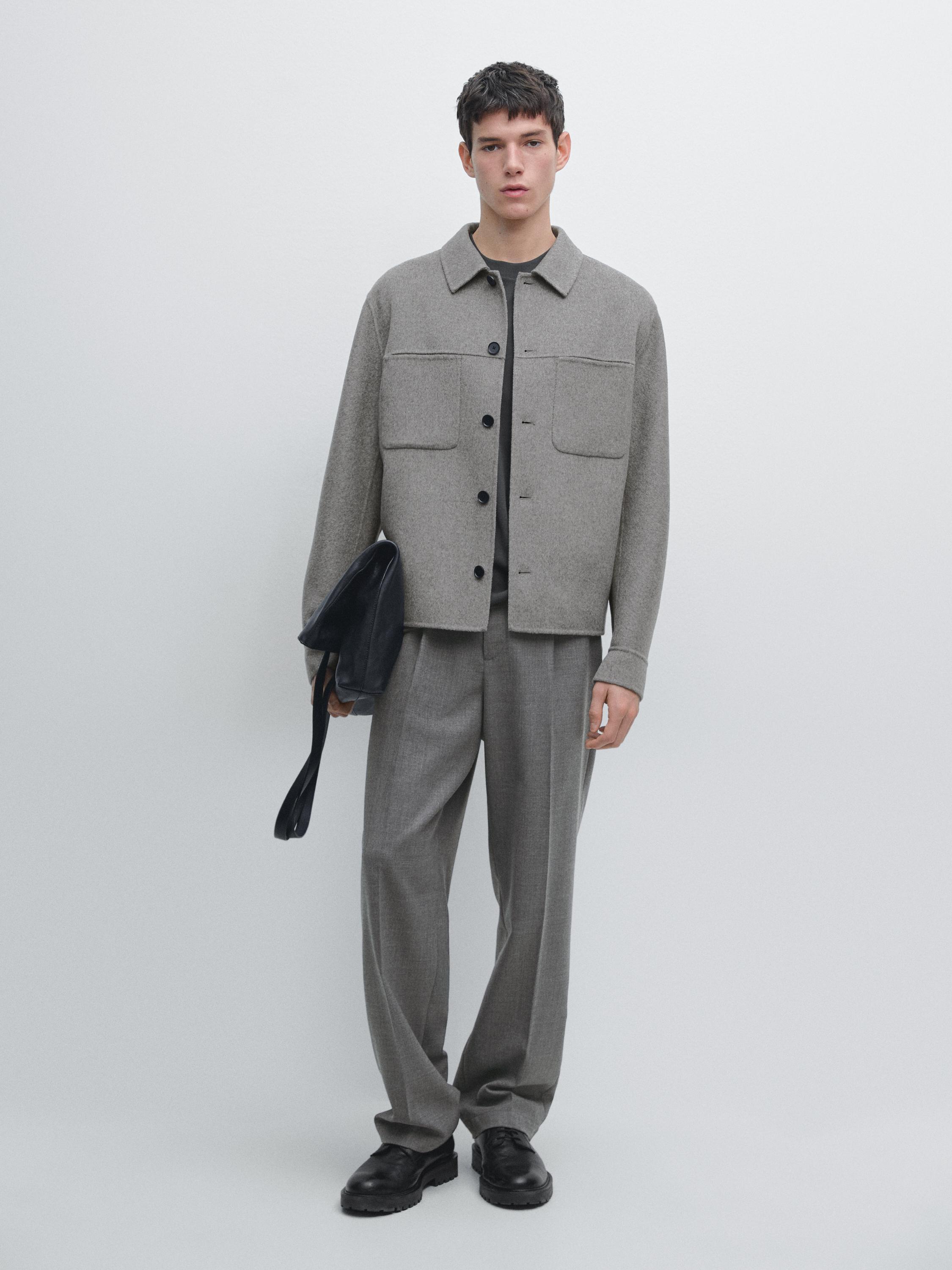Wool blend overshirt with pockets