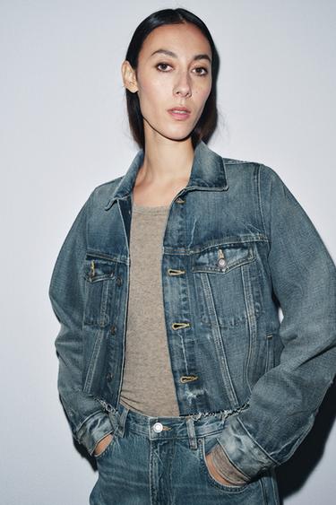 CHAQUETA CROPPED DENIM ZW COLLECTION - Azul lavado de Zara
