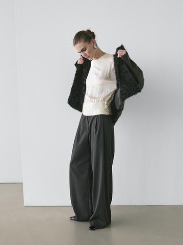 Zara Sheepskin leather coat with lapel collar - STUDIO - Black