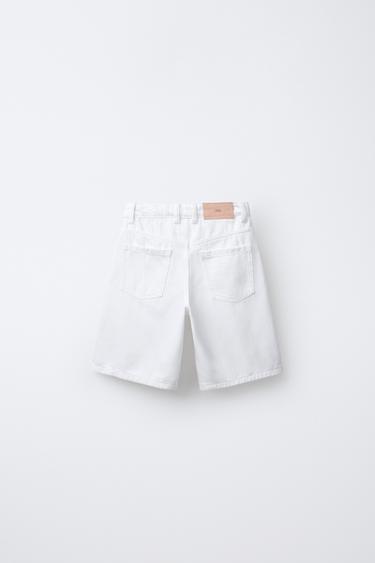 BAGGY DENIM BERMUDA SHORTS - White by Zara - Image 1