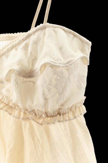 LACE-TRIMMED CAMISOLE TOP - Ecru by Zara