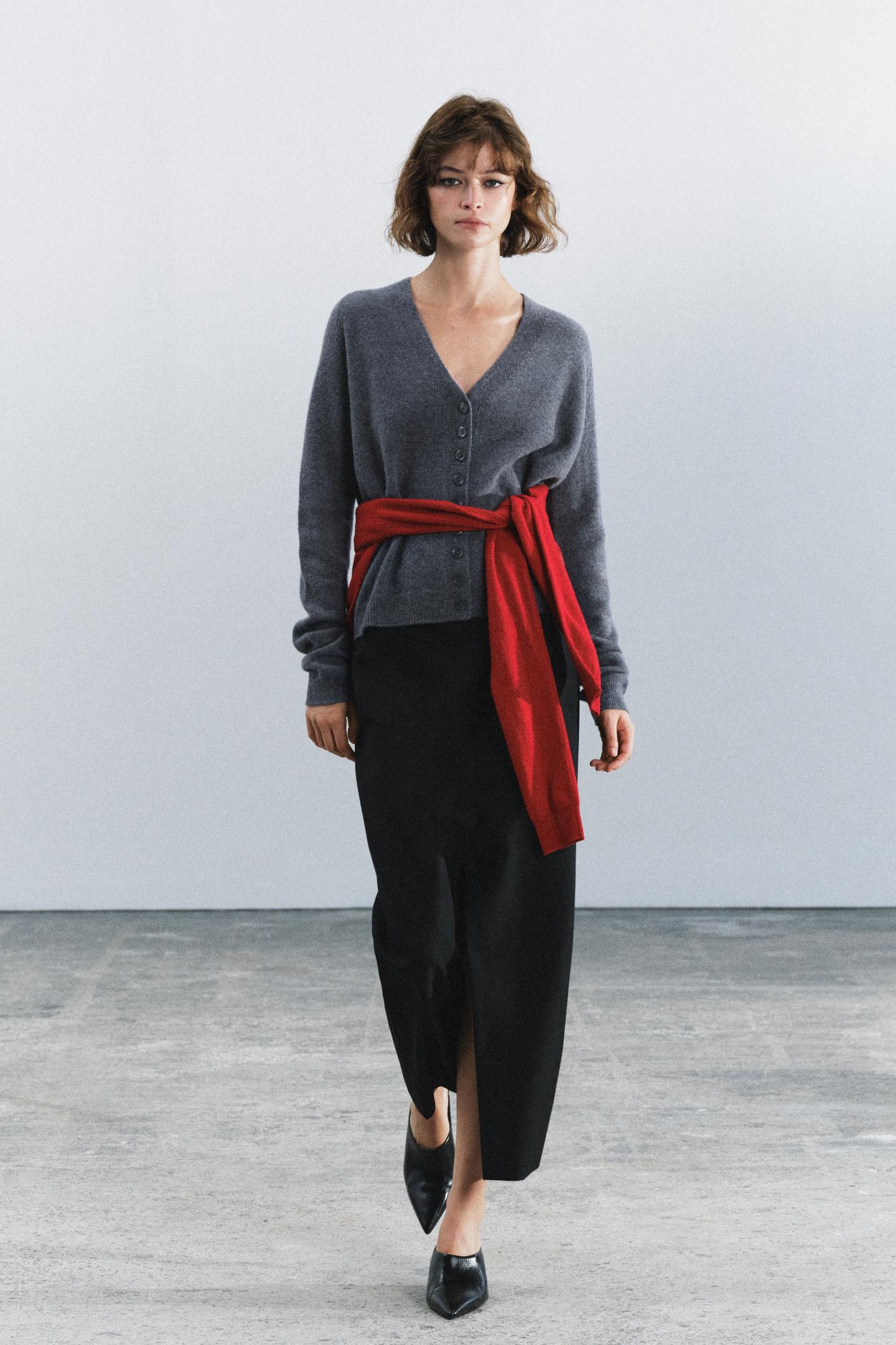 Женский кардиган Zara 100% Wool V-NECK, цвет: Серый — фото 4