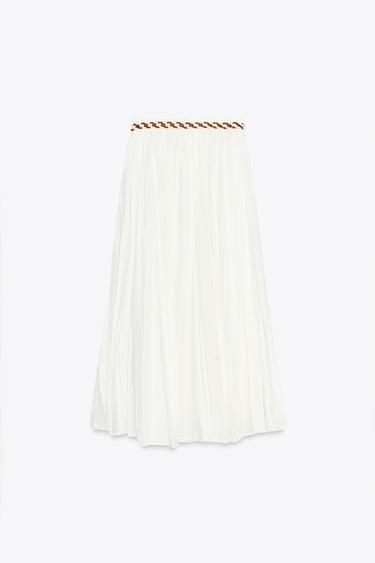 BRAIDED BELT MIDI SKIRT - White by Zara - Image 8