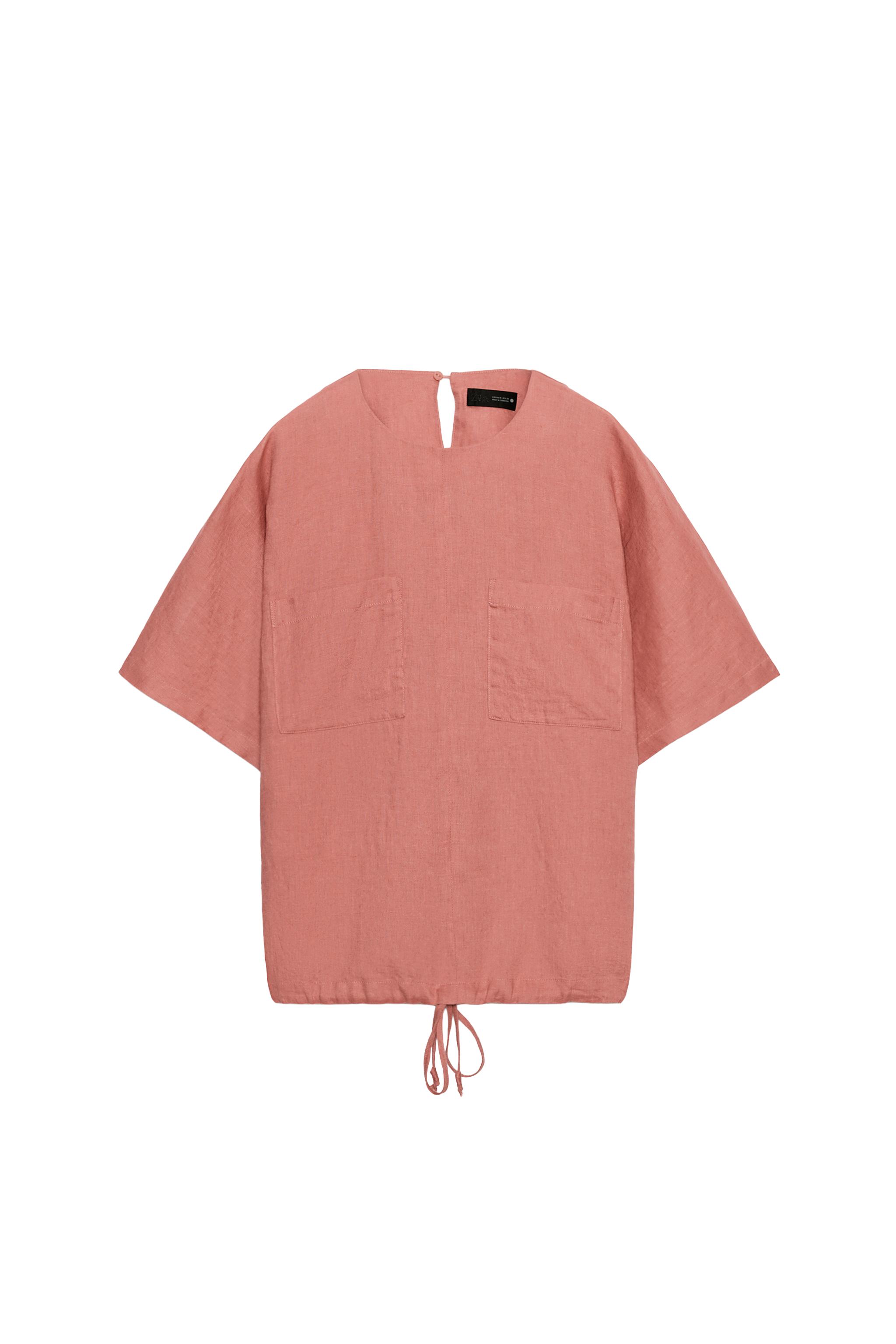 TOP DIN IN 100% CU ȘIRETURI ZW COLLECTION - Alb | ZARA România