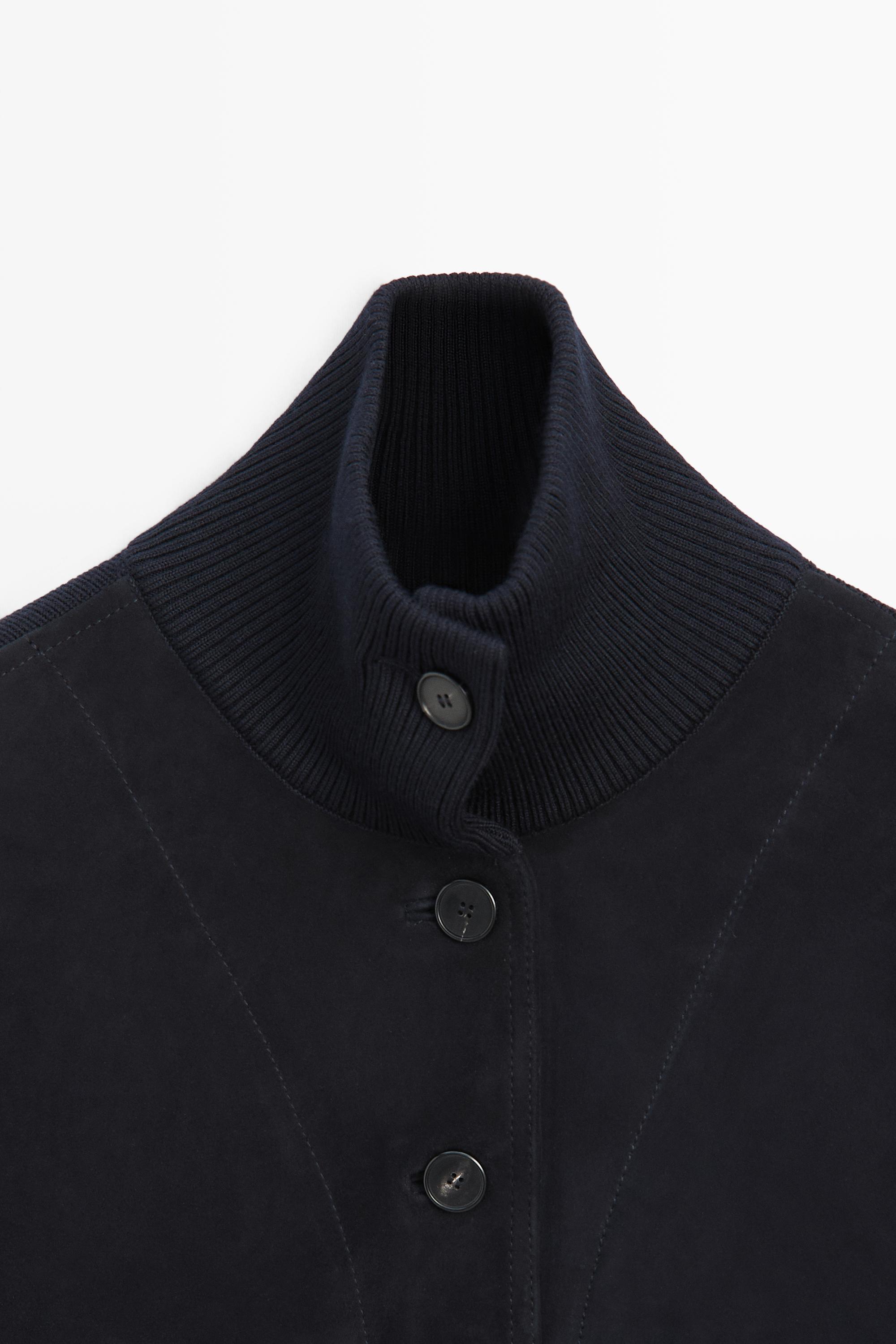 Blouson combiné cuir daim