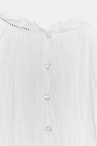 CHEMISE ROMANTIQUE NID D'ABEILLE - Blanc de Zara - Image 8