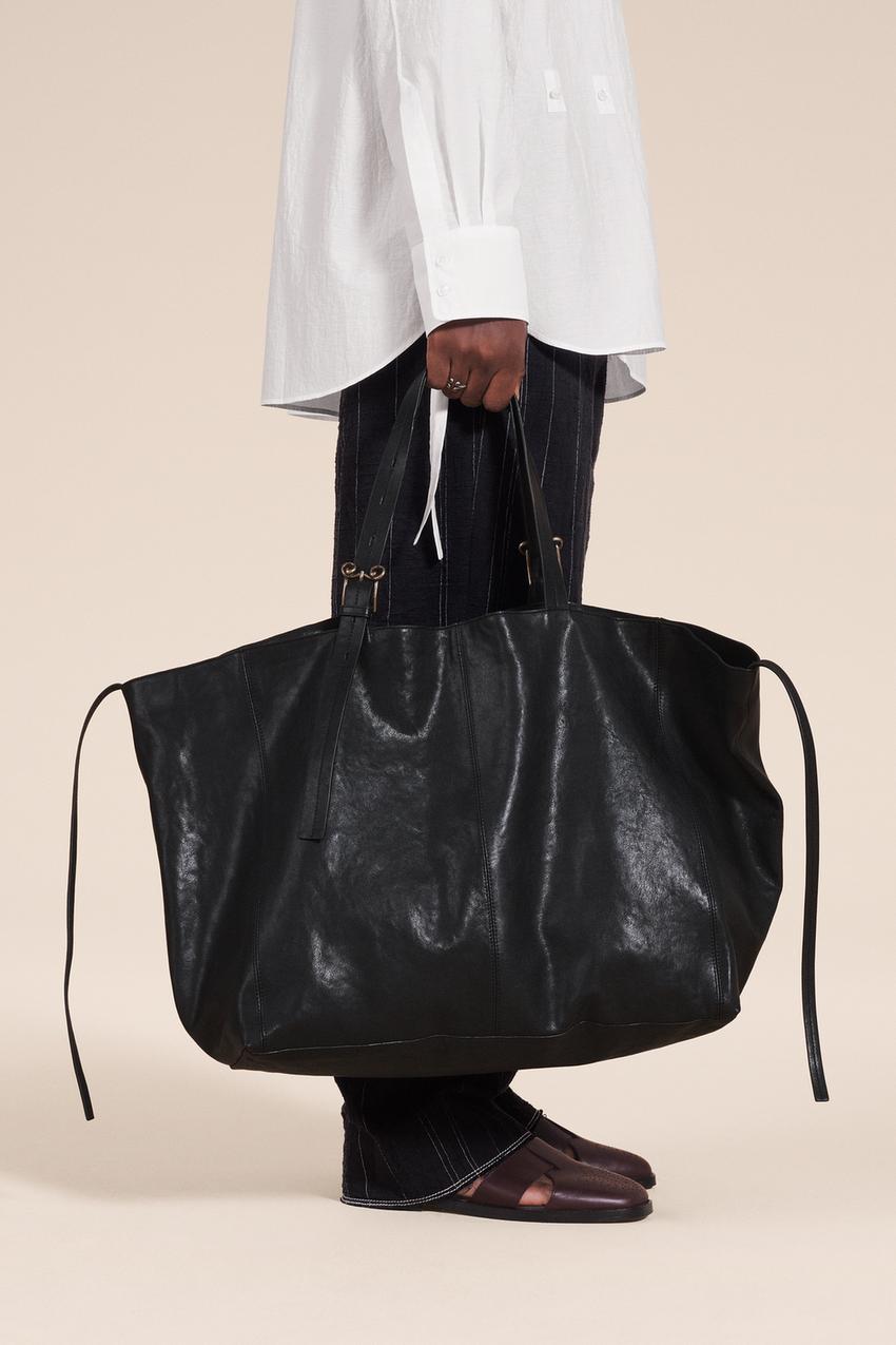 Leather tote bag zara Clearance