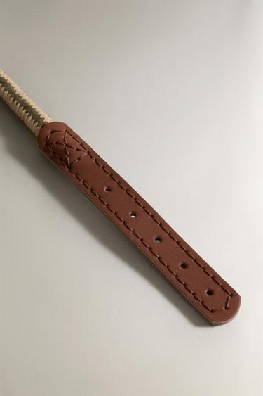 LEATHER AND ROPE DOG COLLAR - Green by Zara - Image 2
