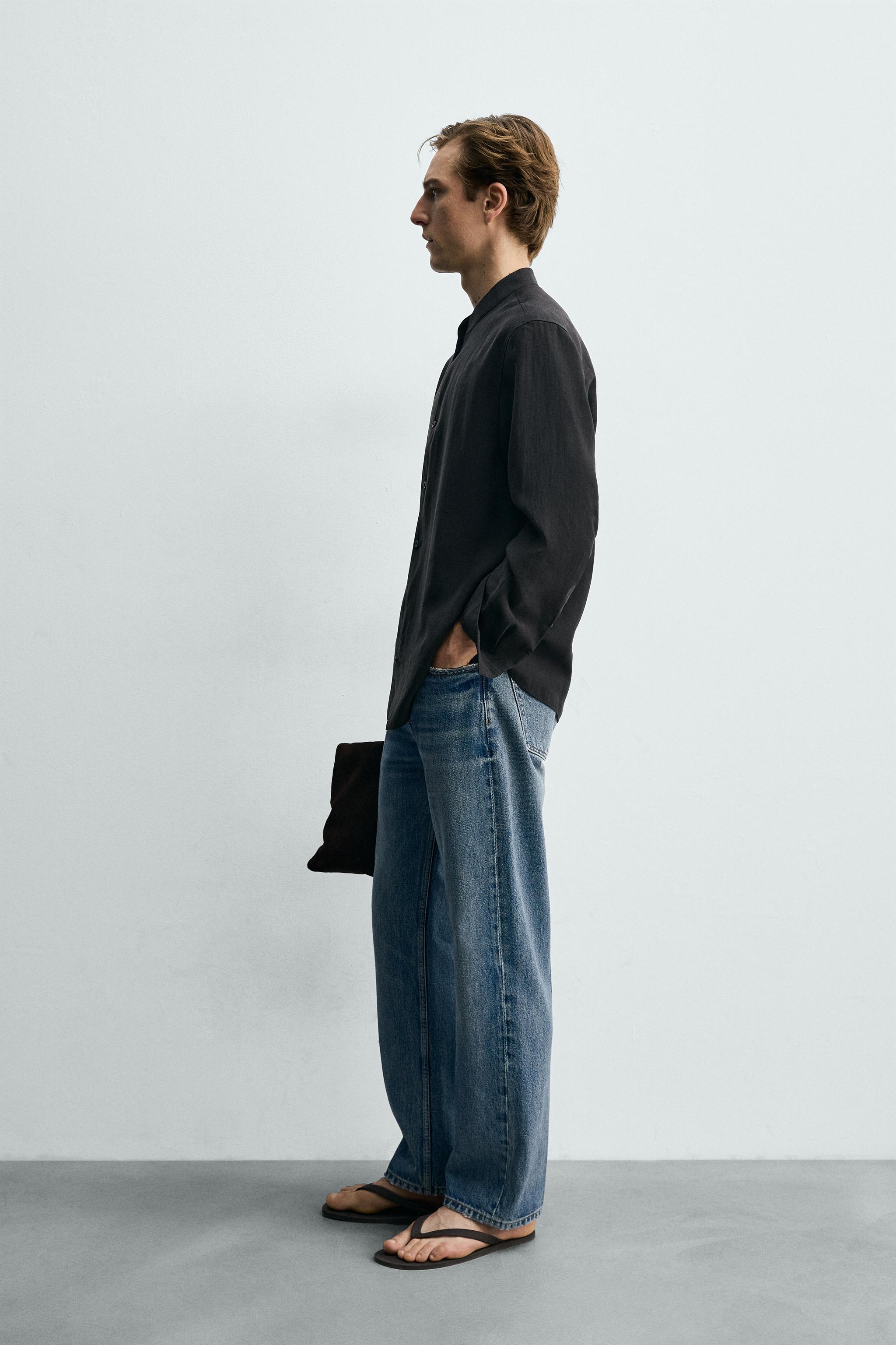 FLOWY BAND COLLAR SHIRT