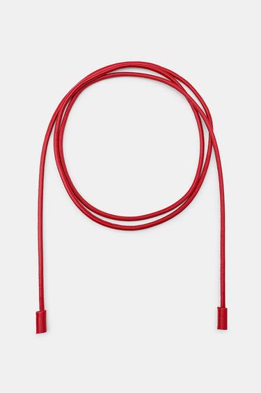 100% LEATHER CORD BELT - Red by Zara