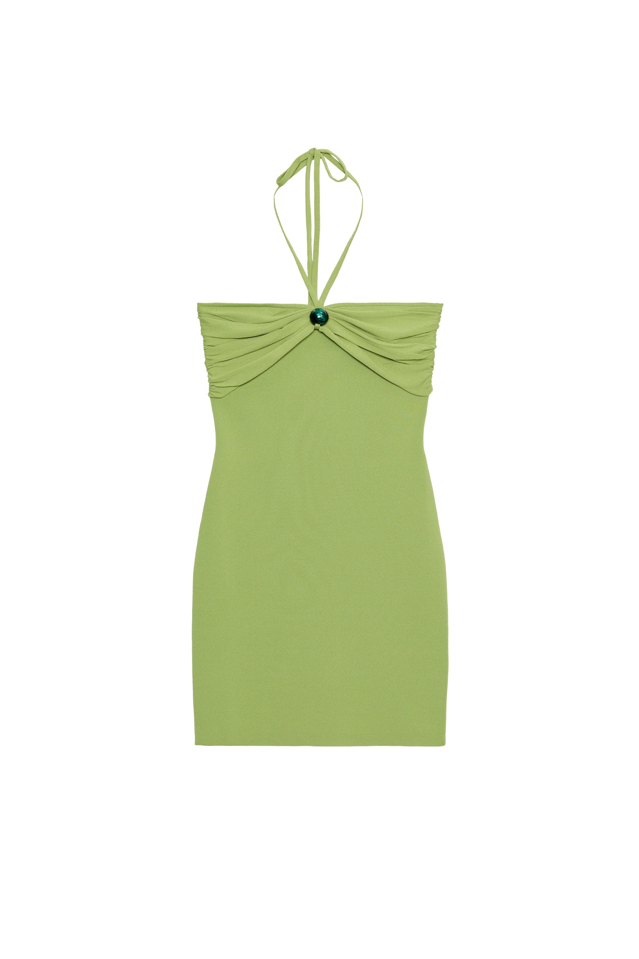 BANDEAU KNIT DRESS WITH BEADS - Green | ZARA United States BANDEAU KNIT DRESS WITH BEADS - Green | ZARA United States