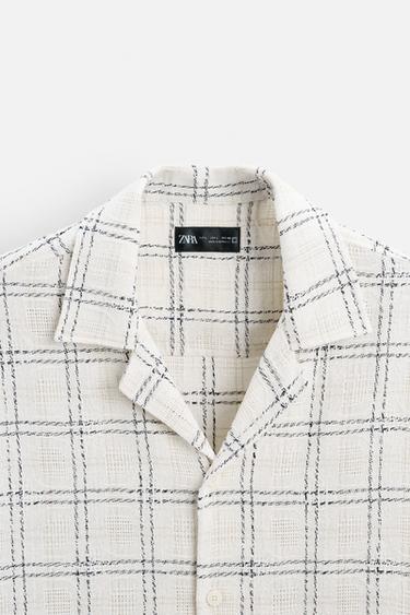 CHEMISE STRUCTURÉE AVEC CONTRASTE - Écru / Bleu marine de Zara - Image 7