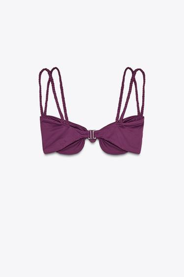 HAUT DE BIKINI À DOUBLE BRETELLES TRESSÉES - Prune de Zara - Image 4