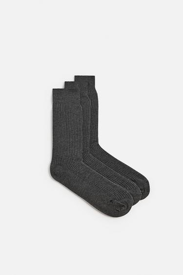 LOT DE 3 PAIRES DE CHAUSSETTES MERCERISÉES - Gris de Zara - Image 1