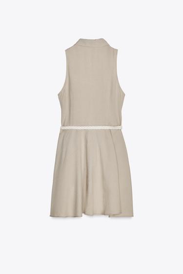ROBE COURTE CEINTURE - Beige de Zara - Image 7