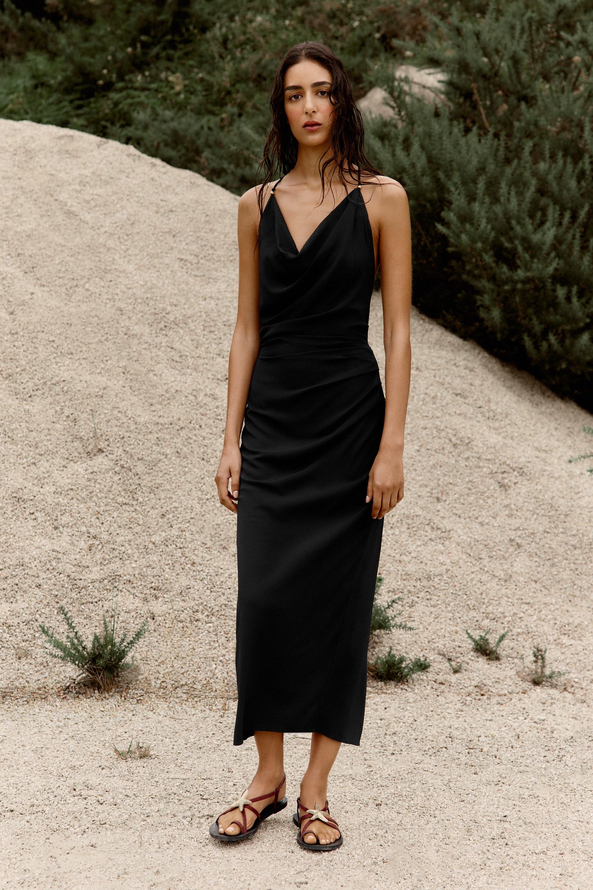 VESTIDO LENCERO FORNITURA Negro ZARA España