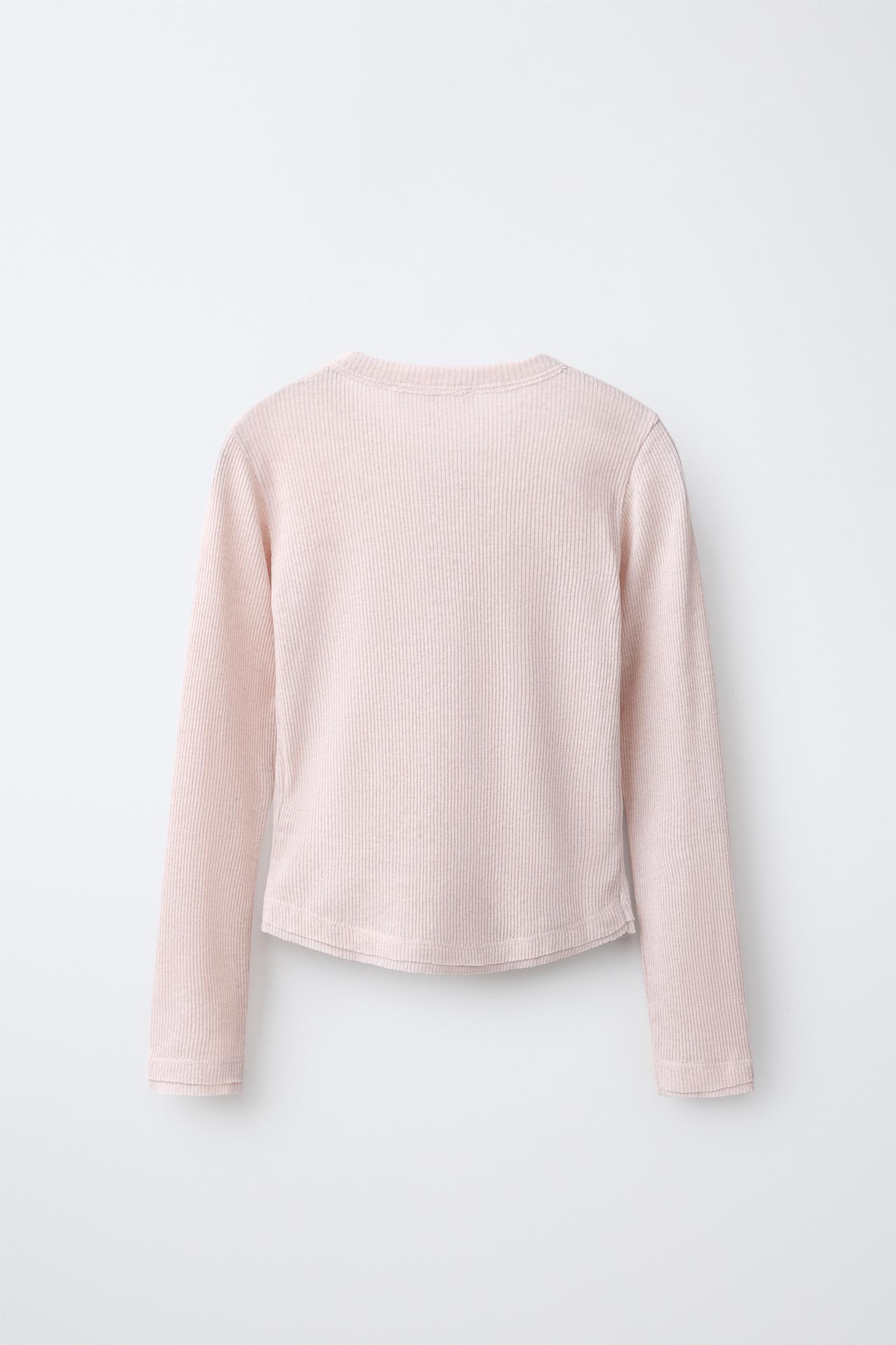 Футболка Zara Henley, цвет: Пыльный розовый — фото 3