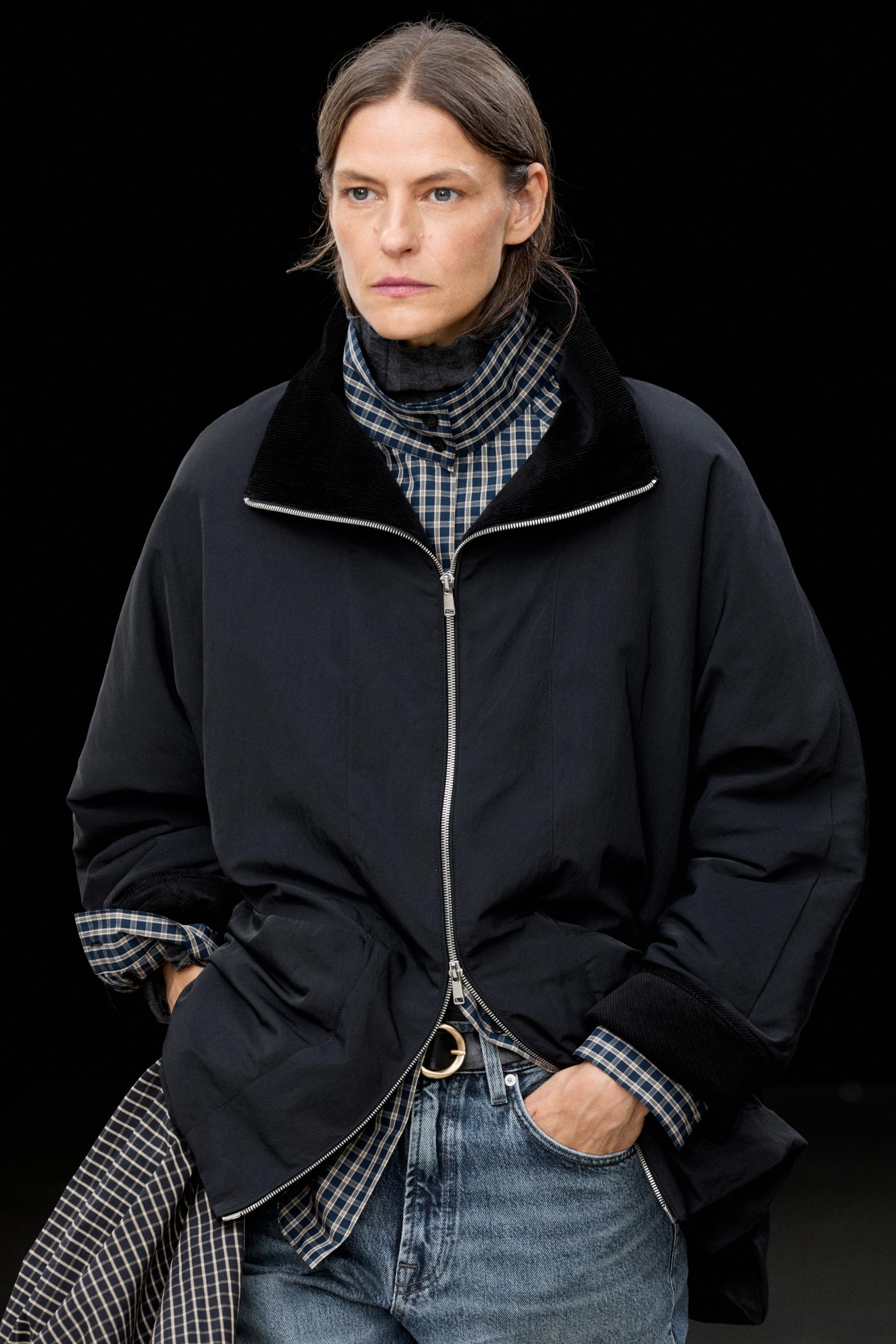 Quilted corduroy-collar parka