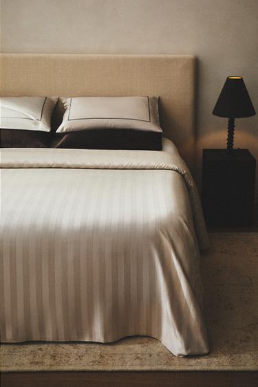 Zara SATEEN STRIPED DUVET COVER (500 THREAD COUNT) - Light gray