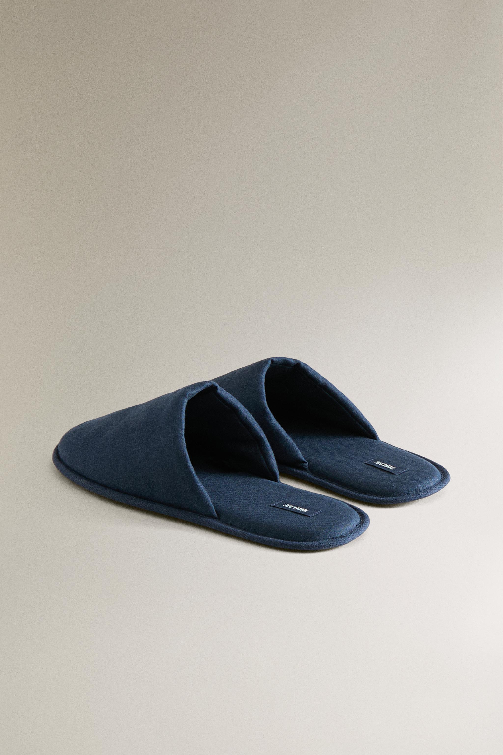 LINEN MULE SLIPPERS