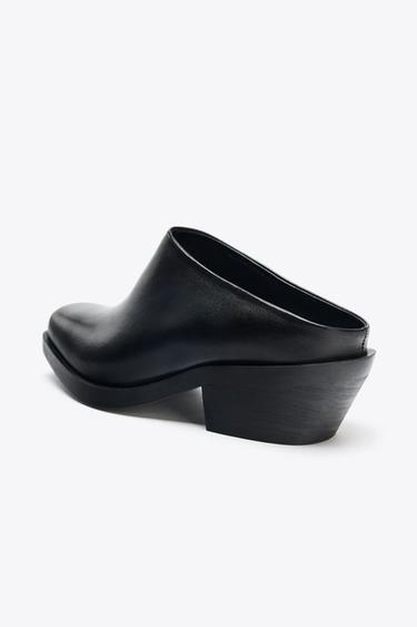 LEATHER CLOGS WITH REMOVABLE DETAIL - Black by Zara - Image 6