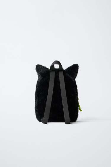 HALLOWEEN SHEEPSKIN CAT BACKPACK - Black by Zara - Image 4