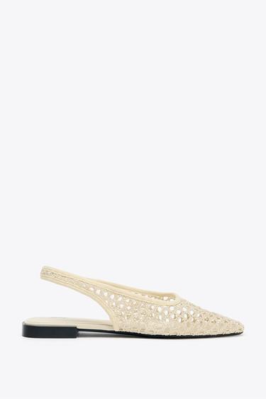 BALLERINES RÉSILLE OUVERTES À L'ARRIÈRE - Écru de Zara