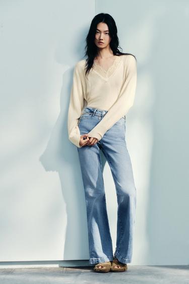 Zara 羊毛蕾絲針織衫 - 裸色