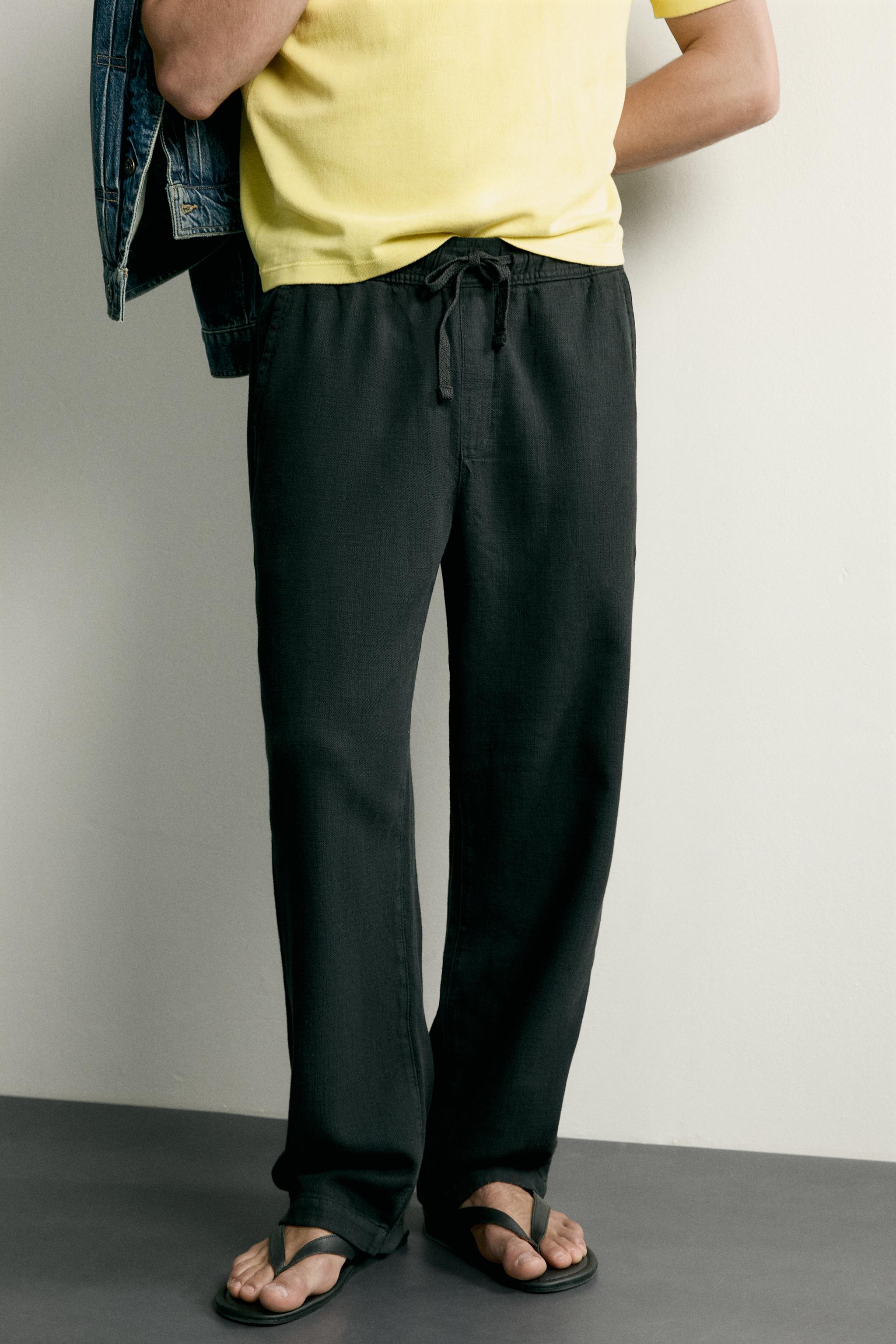 Zara DOKULU RELAXED FIT PANTOLON görsel 5