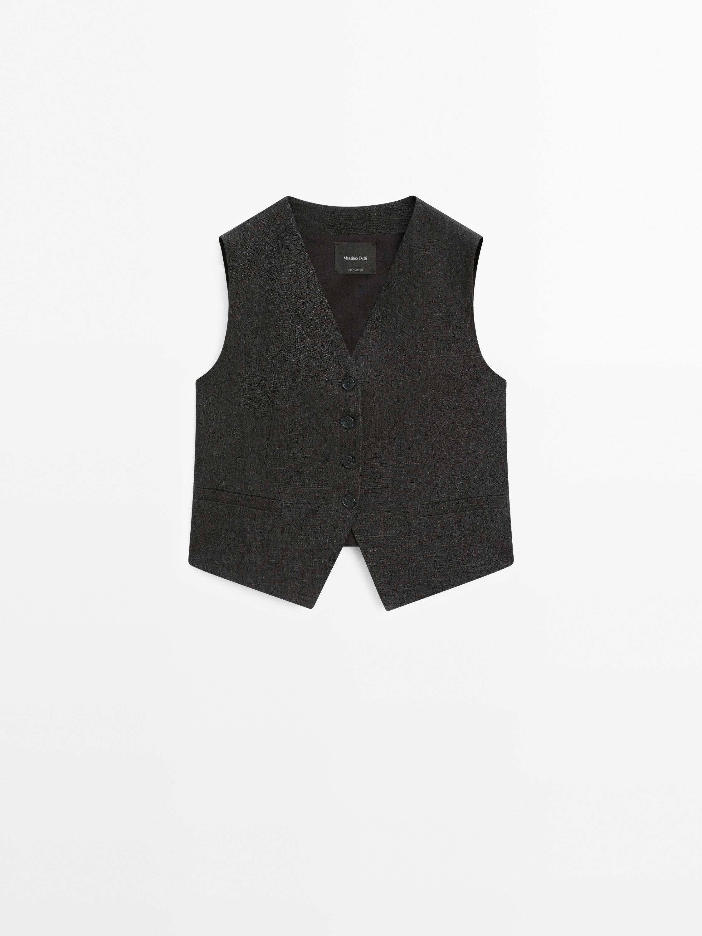 100% linen melange waistcoat