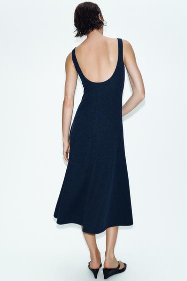 STRAPPY MIDI DRESS - Navy marl by Zara - Image 4