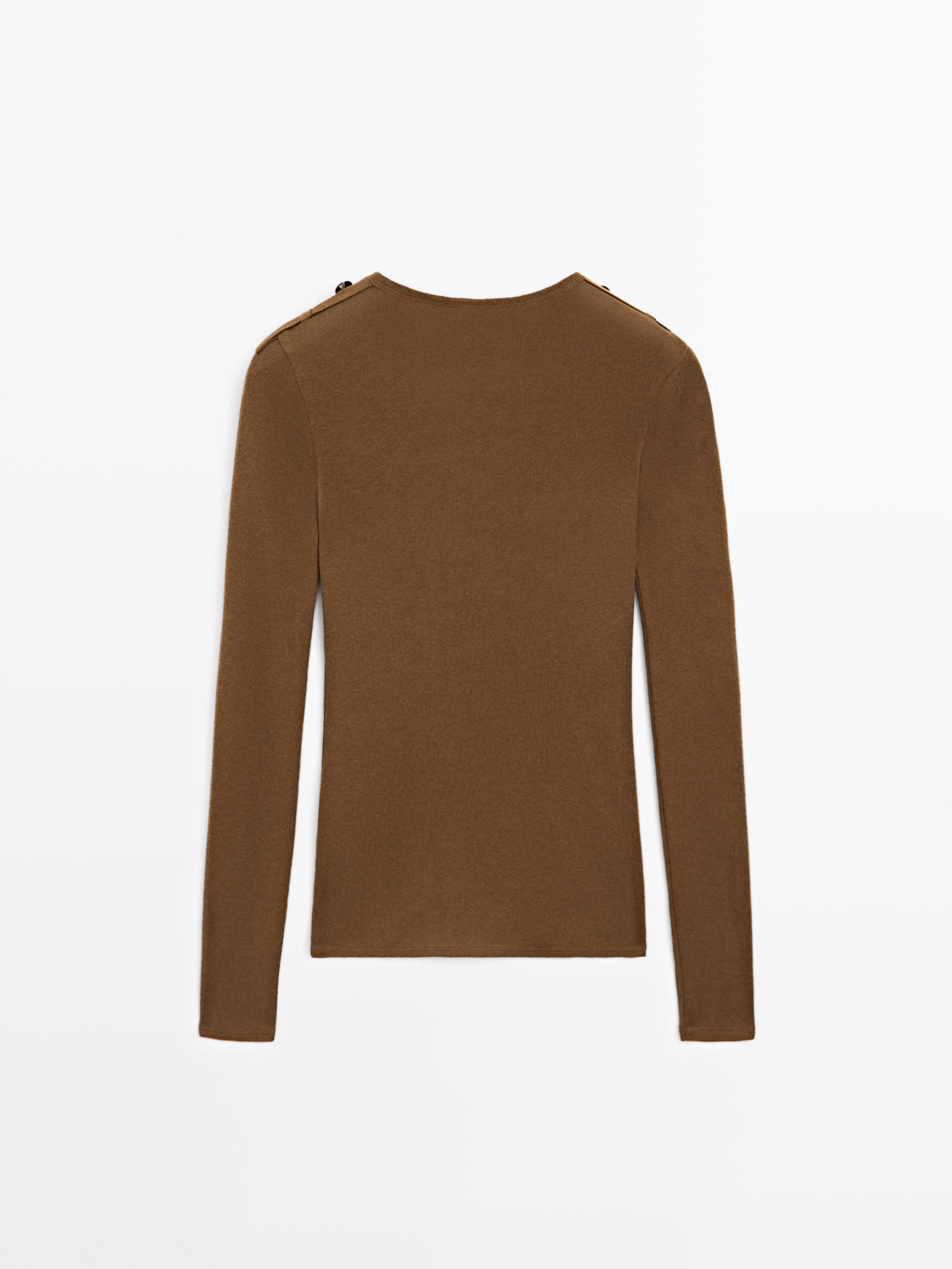 Knit T-shirt with shoulder detail