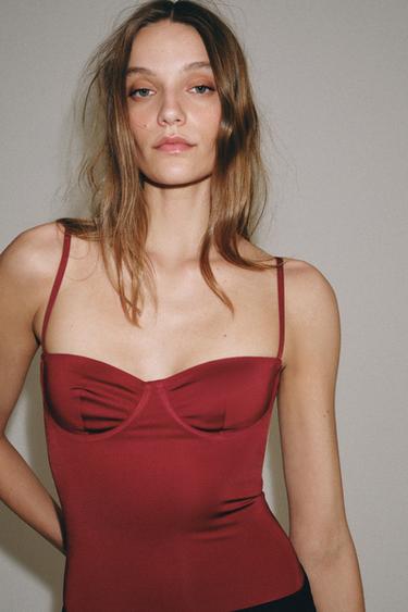 POLYAMIDE LINGERIE BODYSUIT - dark russet by Zara